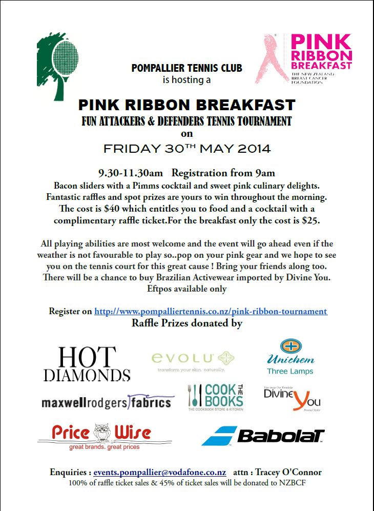 You are currently viewing Pompallier Pink Ribbon Breakfast Tournament