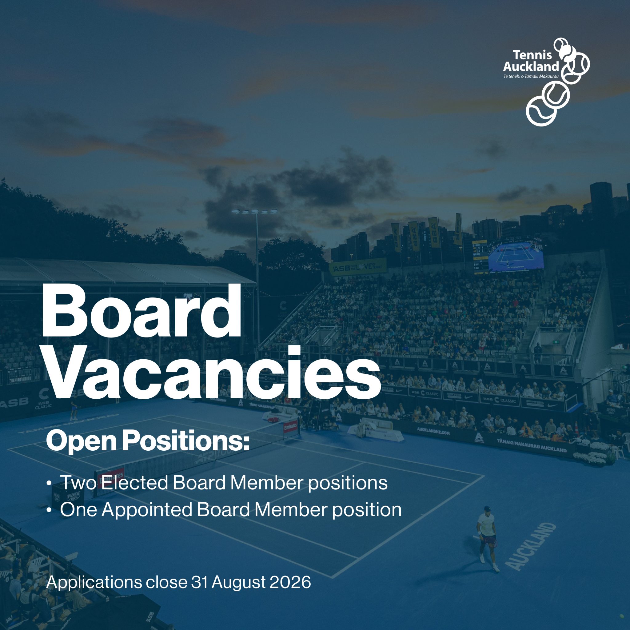 You are currently viewing Tennis Auckland Board – Call for Nominations and Applications 2026